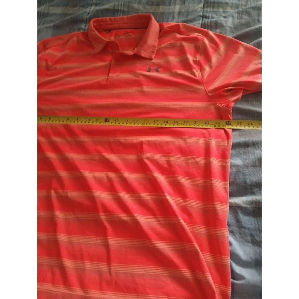 Under‎ Armour Mens Shirt Size XXL  Heat Gear Polo  Striped Polyester!!